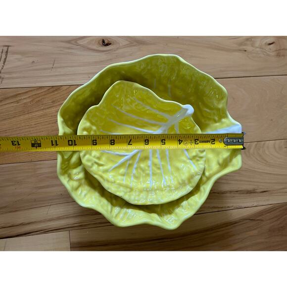 Vintage Secla Portugal Majolica Yellow Cabbage Bowls (2) 1950's - Picture 3 of 7